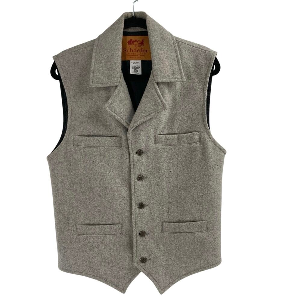 Schaefer Outfitter 805 Vest Mens Medium Gray Wool Blend Western Rodeo USA Made